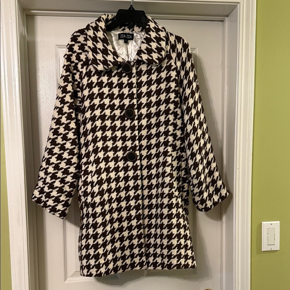 NWT Zsa Zsa - Women's Classic Houndstooth Coat - size S